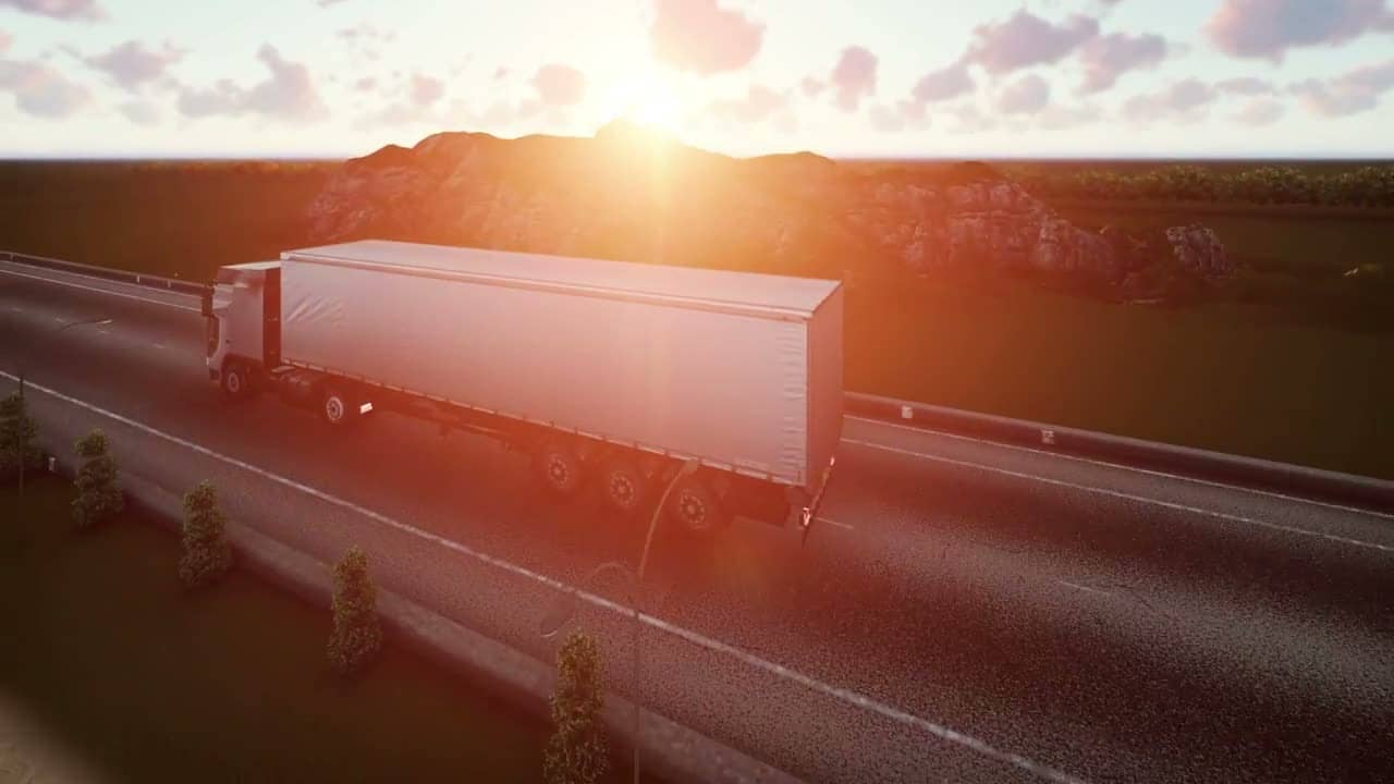 Freight truck on an open highway corridor